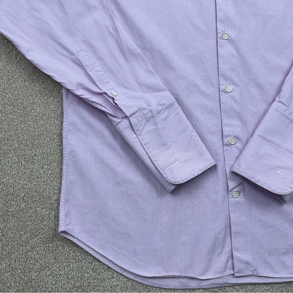 Armani Shirt Adult Neck 16 Large Purple Button Up Striped Double Cuff Luxury Men - Picture 6 of 14